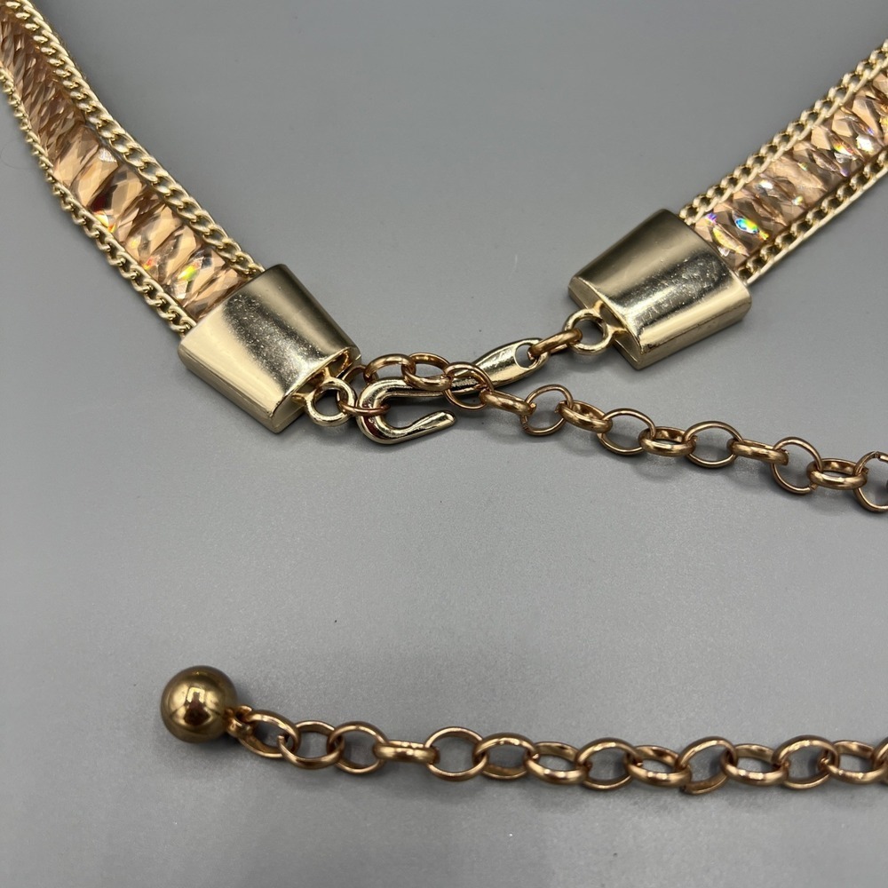 Vintage 1980s Gold Sparkle Belt 32–45" Glam Hook Clasp Adjustable Waist - Picture 3 of 5